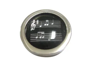 Bordered Black Toned Circular Music Sheet Magnet