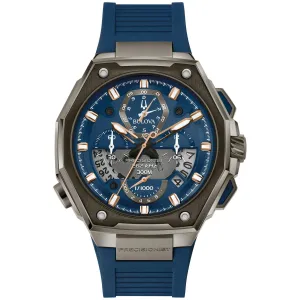 Bulova Men's Precisionist Chronograph Blue Rubber Strap Watch 98B357