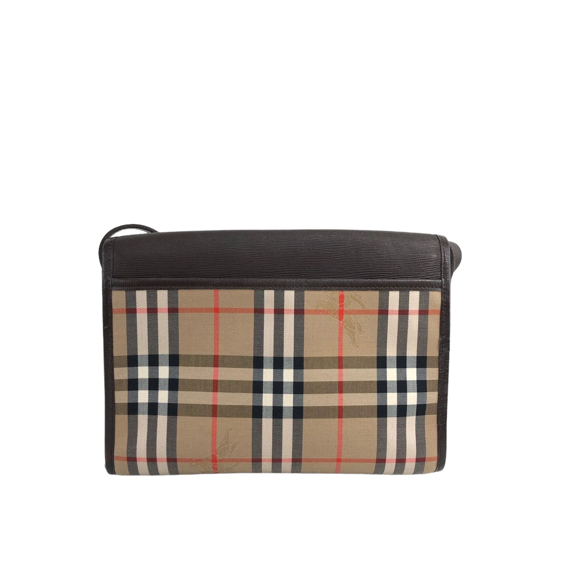 BURBERRY Classic Check Canvas Leather Shoulder bag Beige Brown Vintage sxruwc