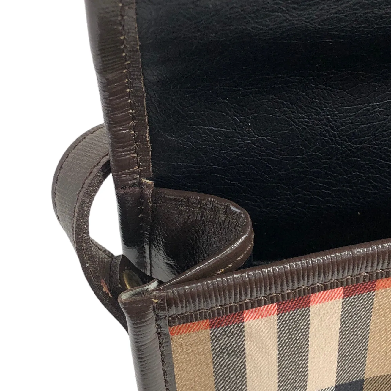 BURBERRY Classic Check Canvas Leather Shoulder bag Beige Brown Vintage sxruwc