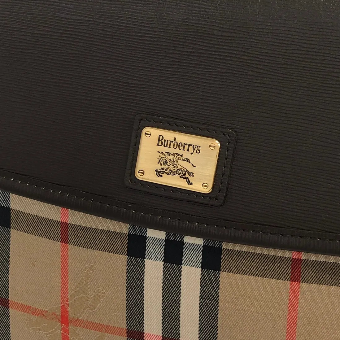 BURBERRY Classic Check Canvas Leather Shoulder bag Beige Brown Vintage sxruwc