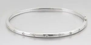 Burnish Set Diamond Station Bangle Bracelet