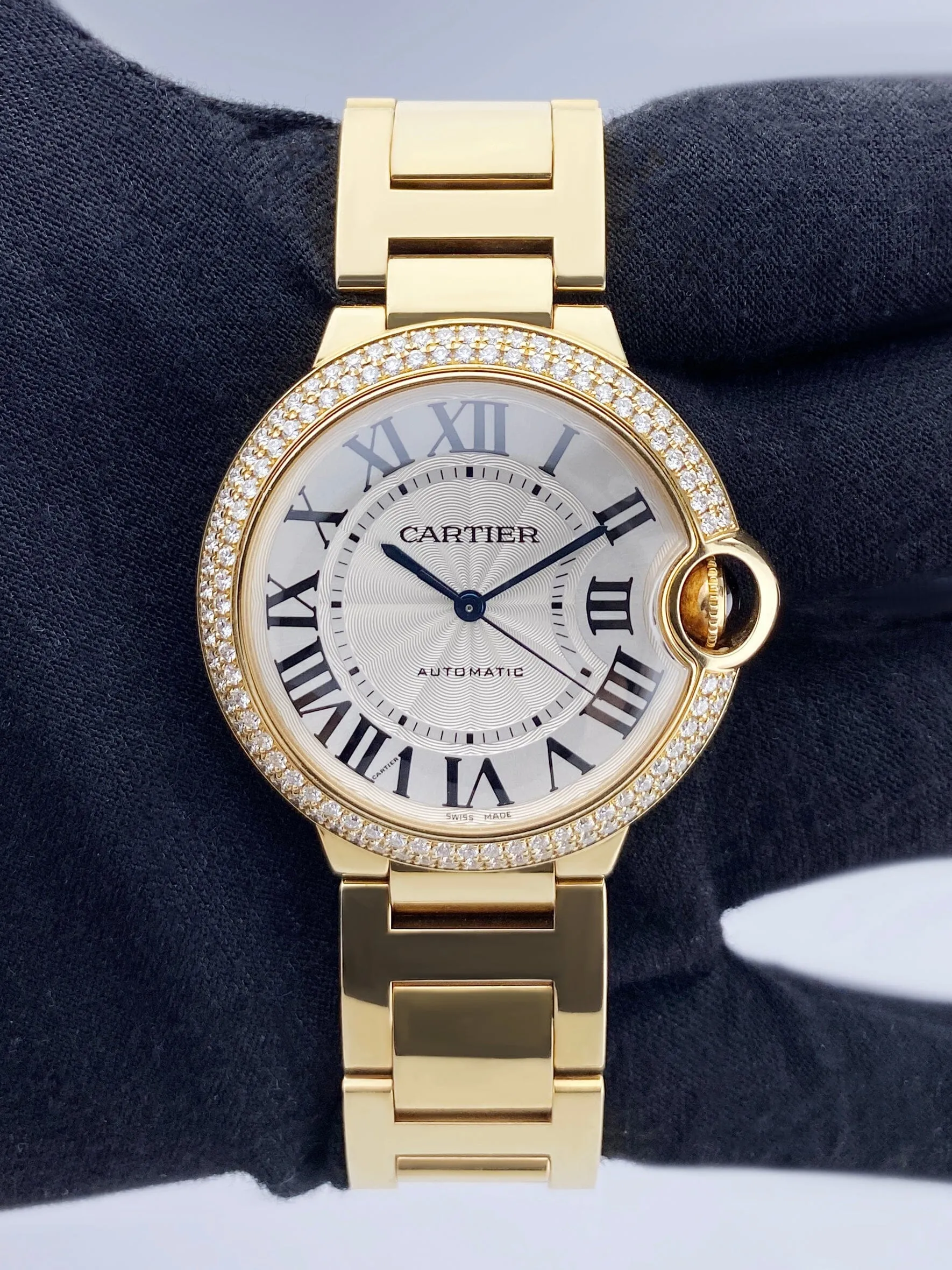 Cartier Ballon Bleu WE9004Z3 Diamond Bezel 18K Yellow Gold Ladies Watch