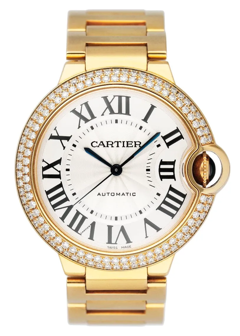 Cartier Ballon Bleu WE9004Z3 Diamond Bezel 18K Yellow Gold Ladies Watch