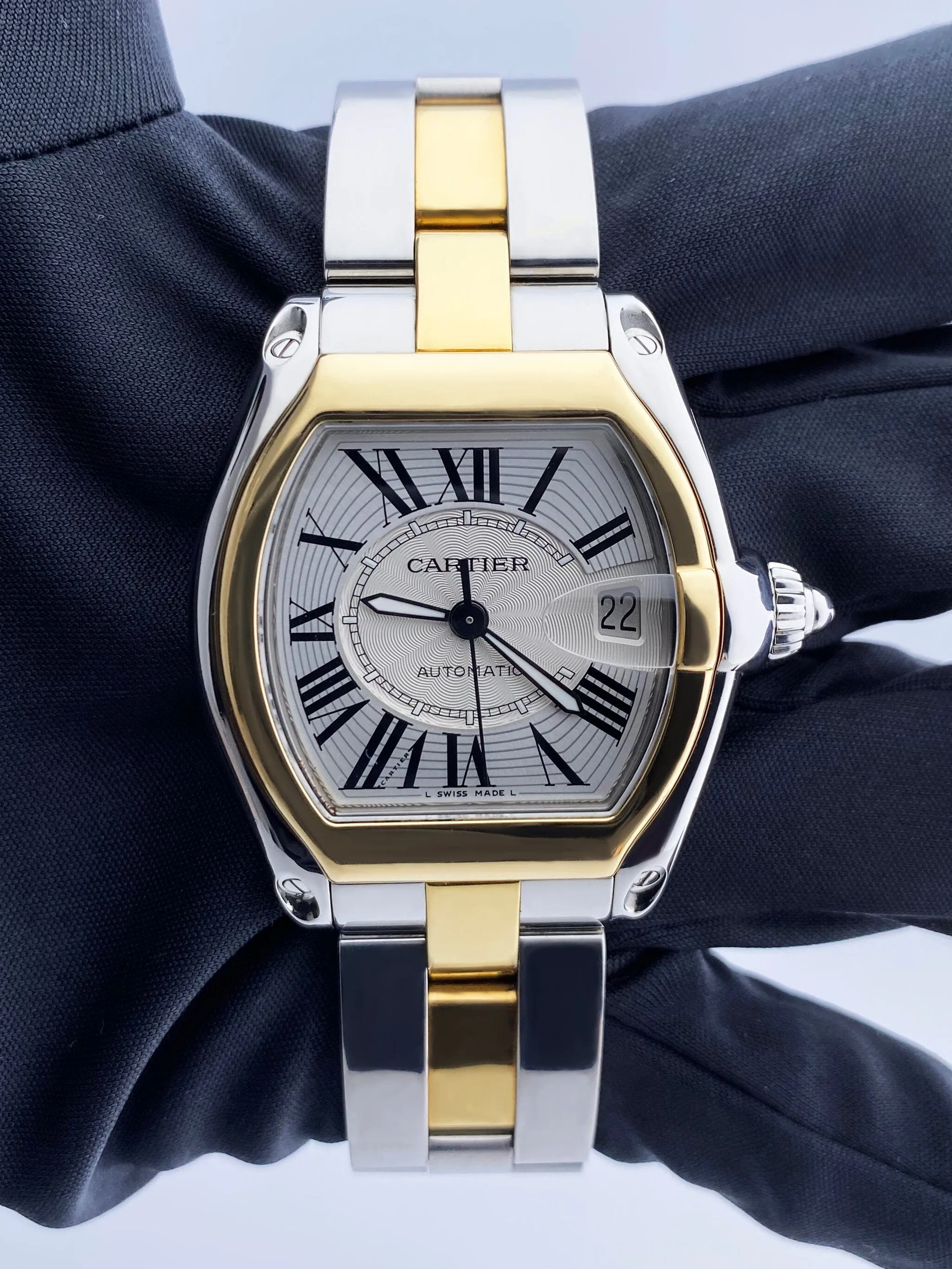 Cartier Roadster W62031Y4 Silver Dial Two Tone Mens Watch