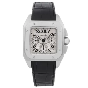 Cartier Santos 100 Chronograph Steel Silver Dial Automatic Watch W20090X8
