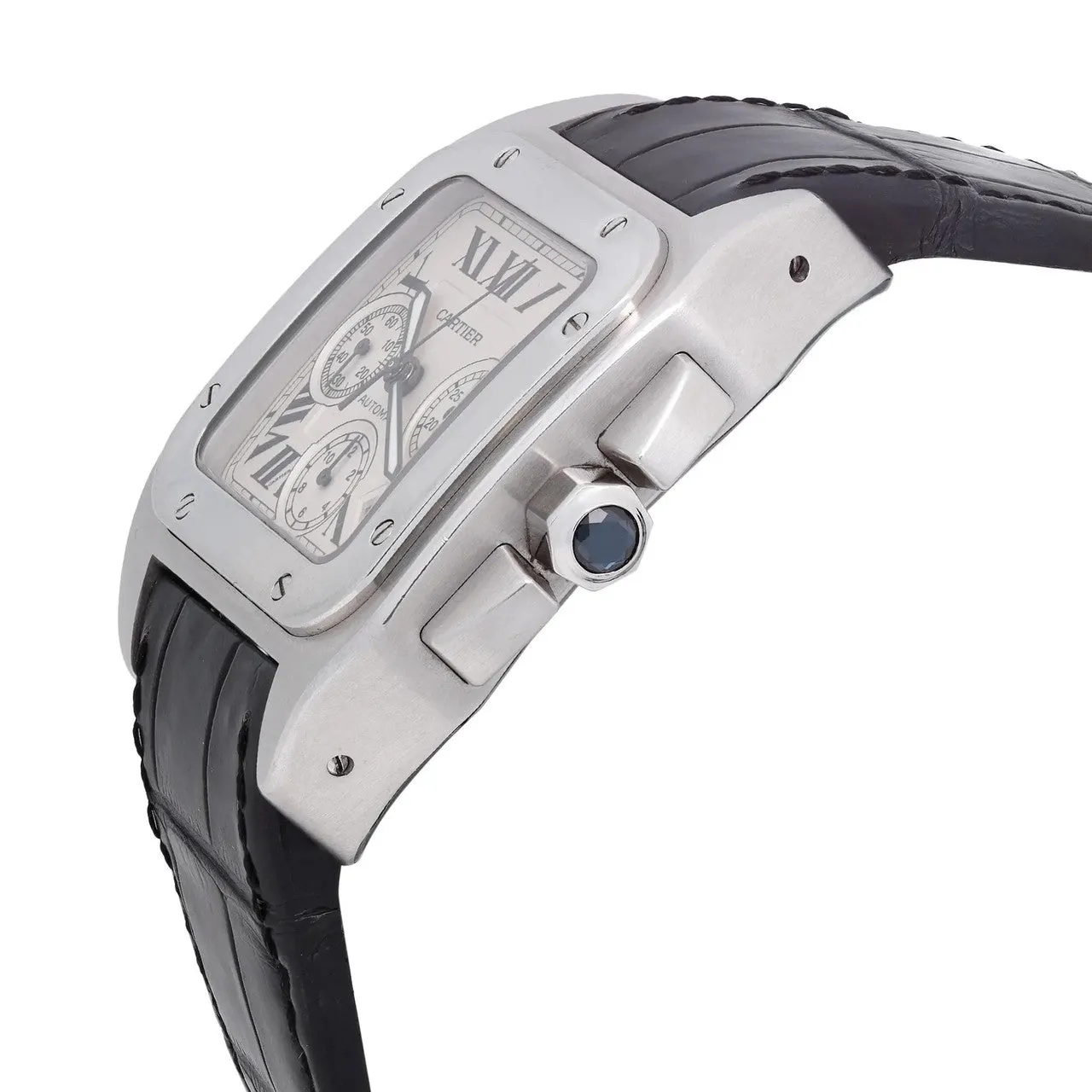 Cartier Santos 100 Chronograph Steel Silver Dial Automatic Watch W20090X8