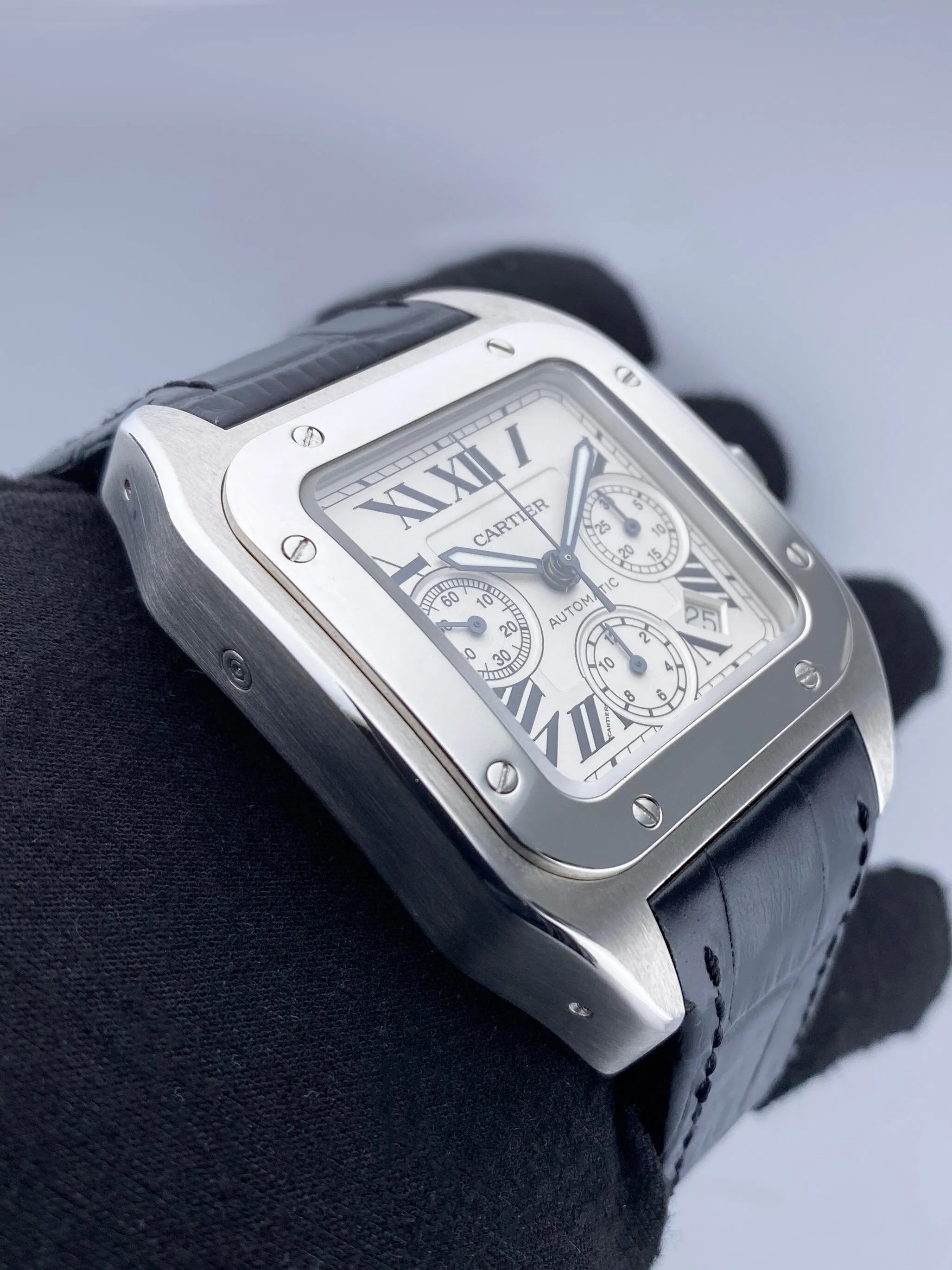 Cartier Santos-100 XL W20090X8 Chronograph Steel Mens Watch