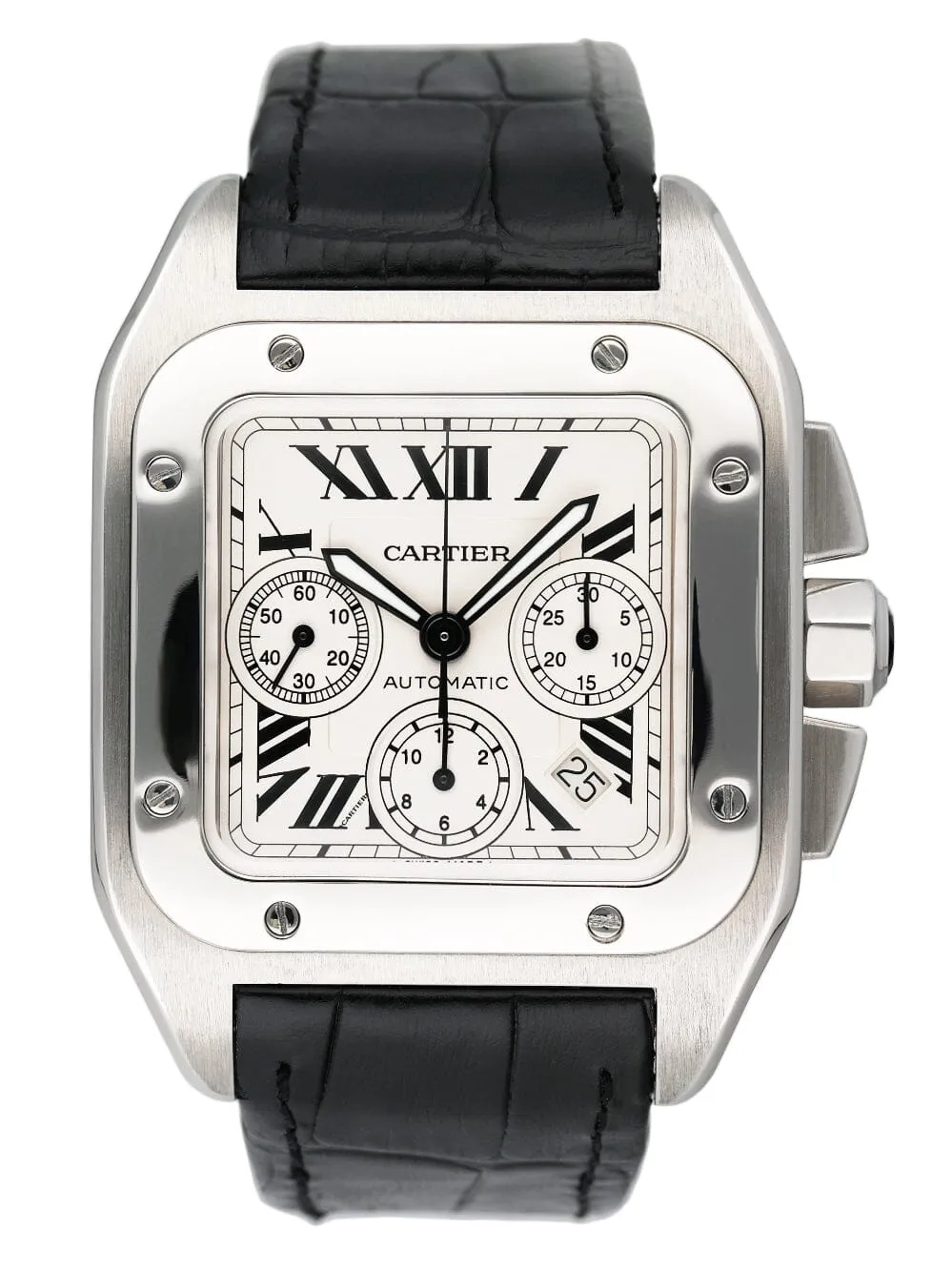 Cartier Santos-100 XL W20090X8 Chronograph Steel Mens Watch