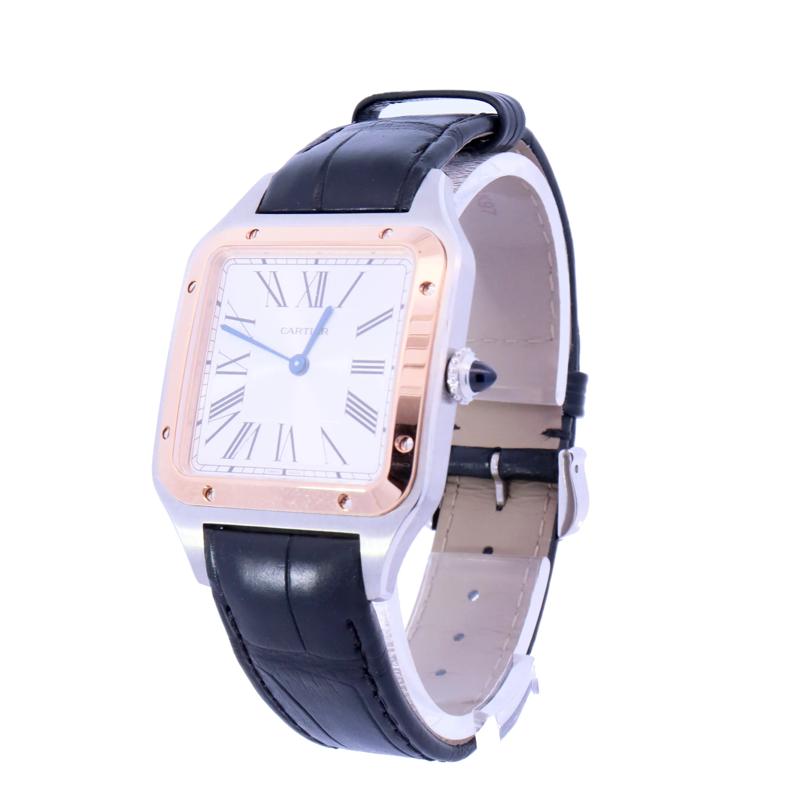 Cartier Santos Dumont Rose Gold and Stainless Steel 31mm White Roman Dial Watch | Ref# W2SA0011