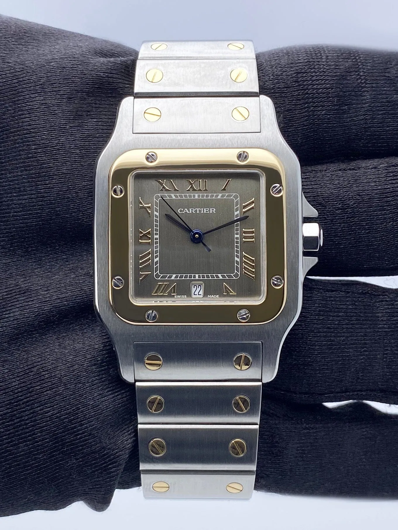 Cartier Santos Galbee W20030C4 Gray Dial Two Tone Watch