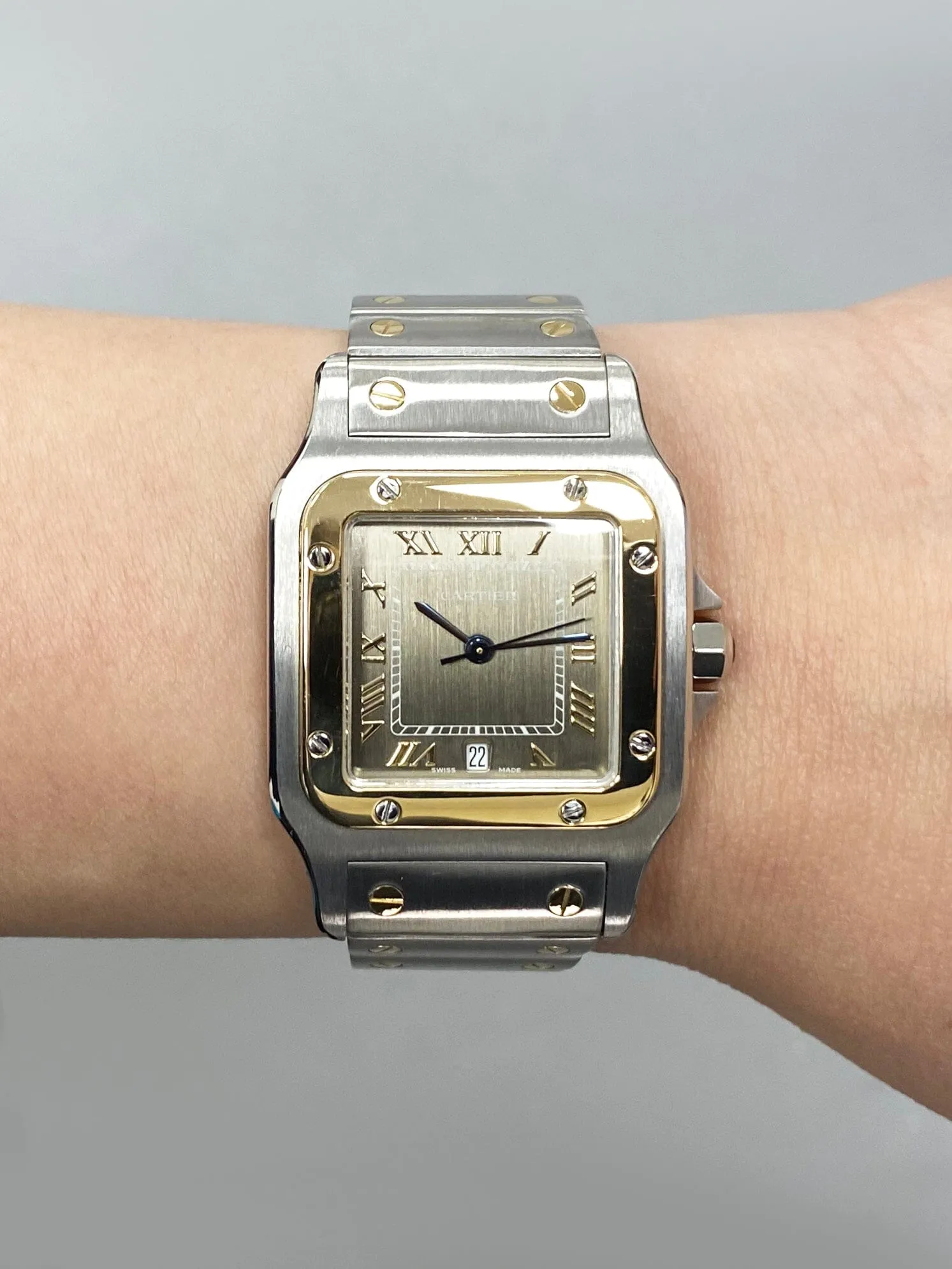 Cartier Santos Galbee W20030C4 Gray Dial Two Tone Watch