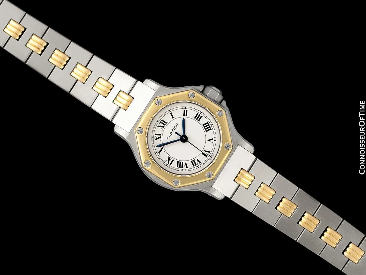 Cartier Santos Octagon Godron Two-Tone Ladies Watch, Automatic - Stainless Steel & 18K Gold