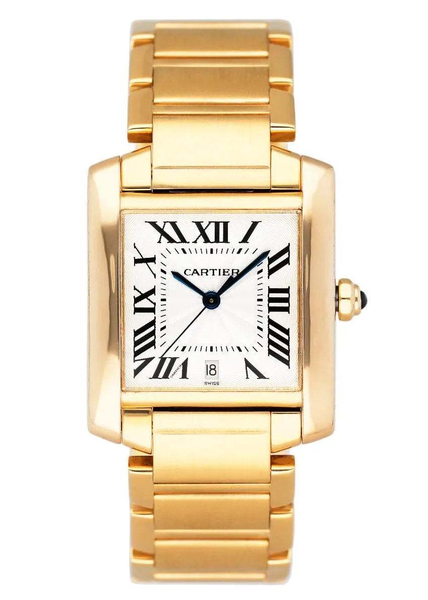 Cartier Tank Francaise W50001R2 18K Yellow Gold Mens Watch