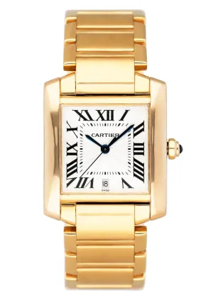 Cartier Tank Francaise W50001R2 18K Yellow Gold Mens Watch