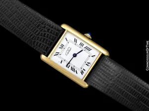 Cartier Vintage Mens Tank Mechanical Watch - Gold Vermeil, 18K Gold over Sterling Silver