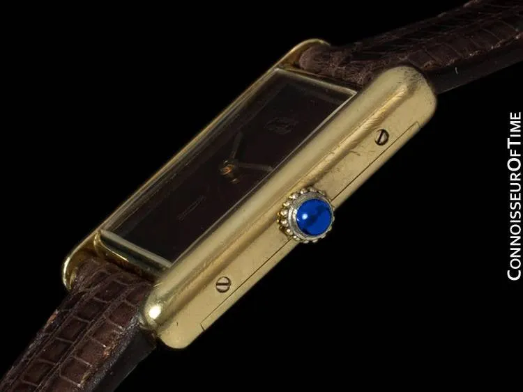 Cartier Vintage Mens Tank Watch - Gold Vermeil, 18K Gold over Sterling Silver