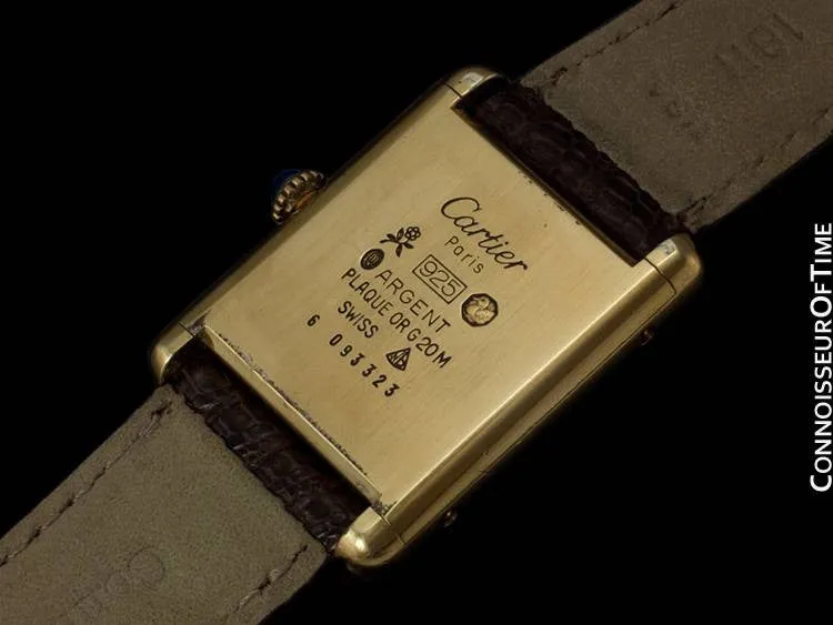 Cartier Vintage Mens Tank Watch - Gold Vermeil, 18K Gold over Sterling Silver