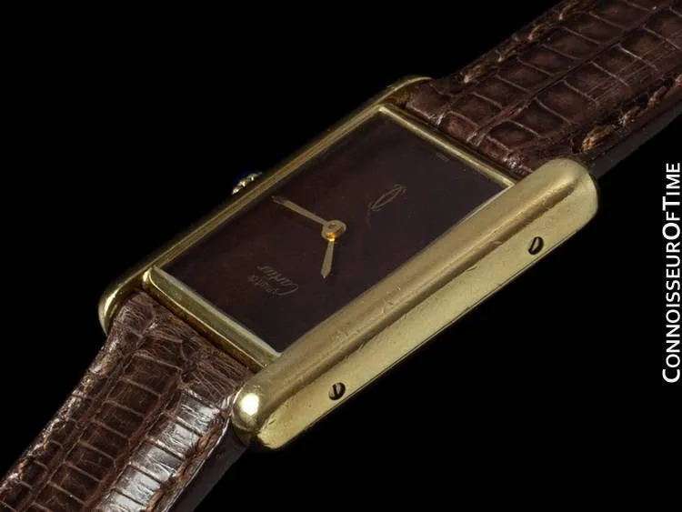 Cartier Vintage Mens Tank Watch - Gold Vermeil, 18K Gold over Sterling Silver
