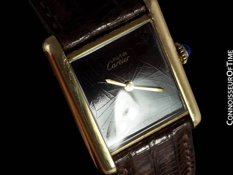 Cartier Vintage Mens Tank Watch - Gold Vermeil, 18K Gold over Sterling Silver