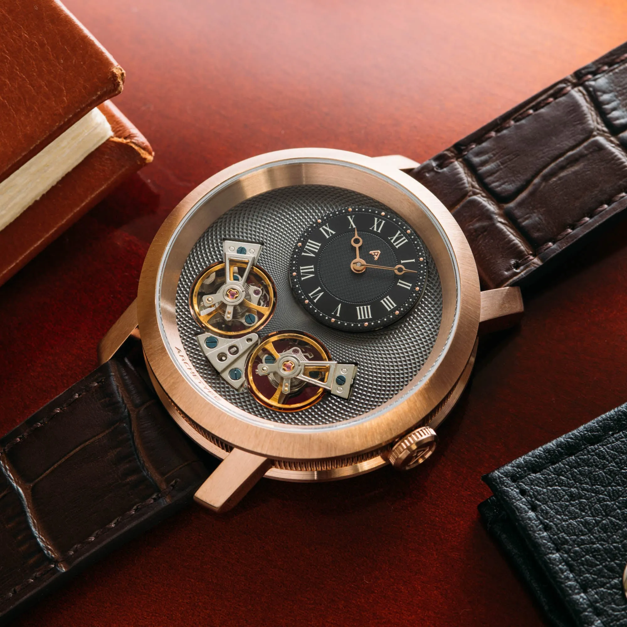 Caspian Automatic Rose Gold Black Brown