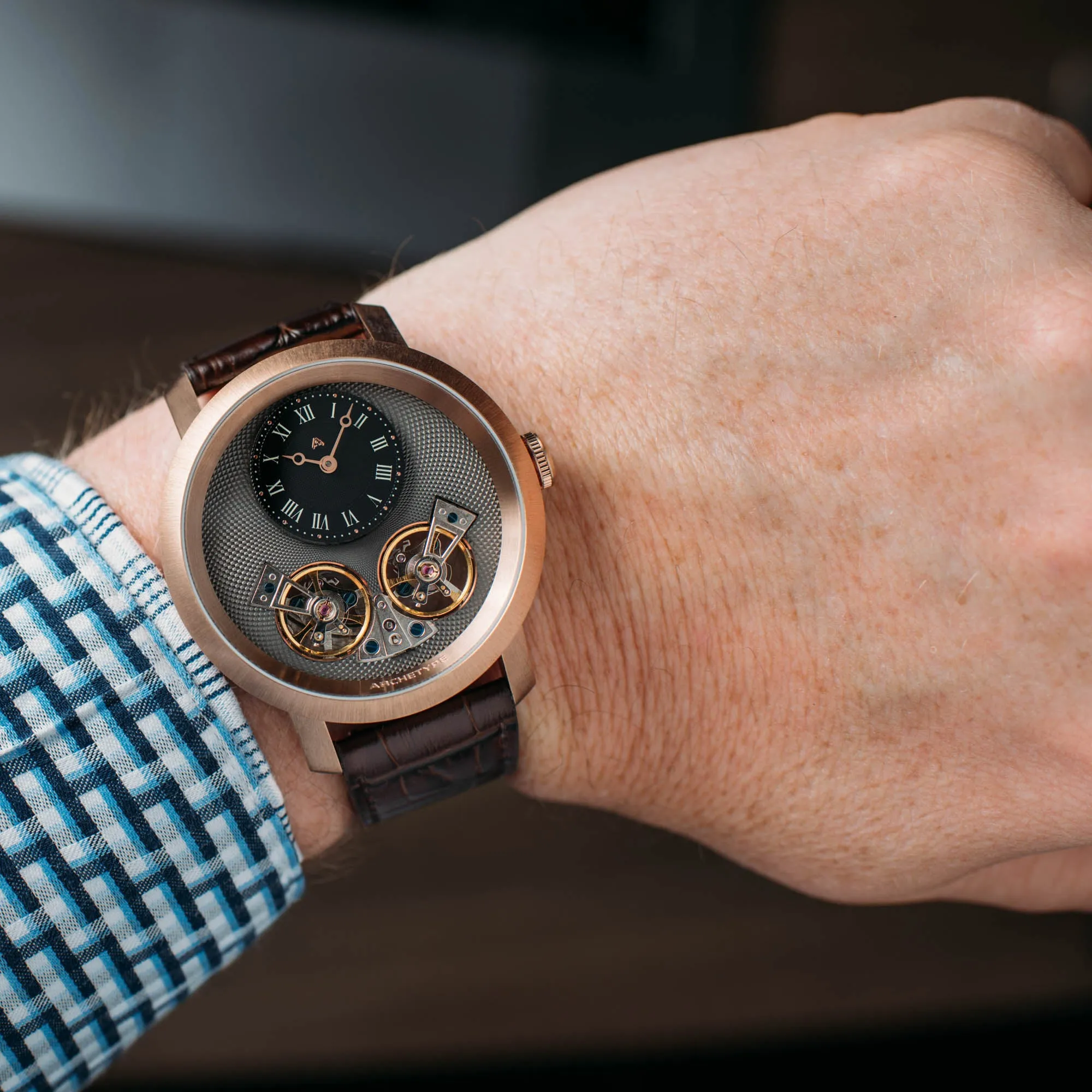 Caspian Automatic Rose Gold Black Brown