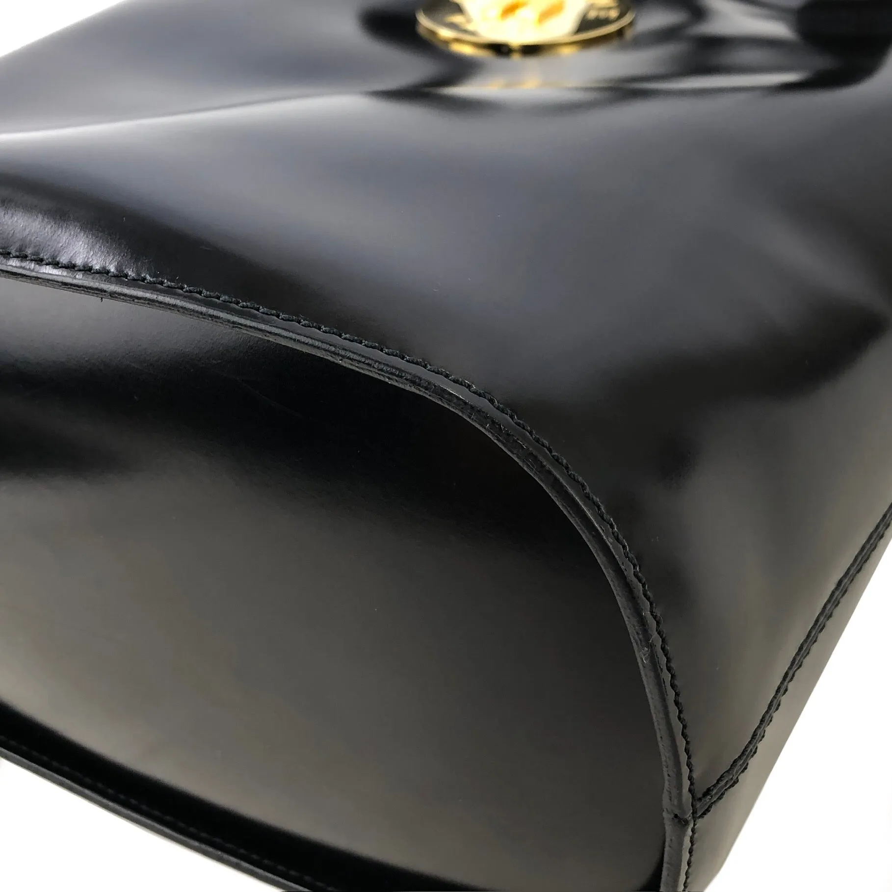 CELINE Arc de Triomphe Plate Leather Tote Bag Black Gold Vintage Old Celine xr32dw