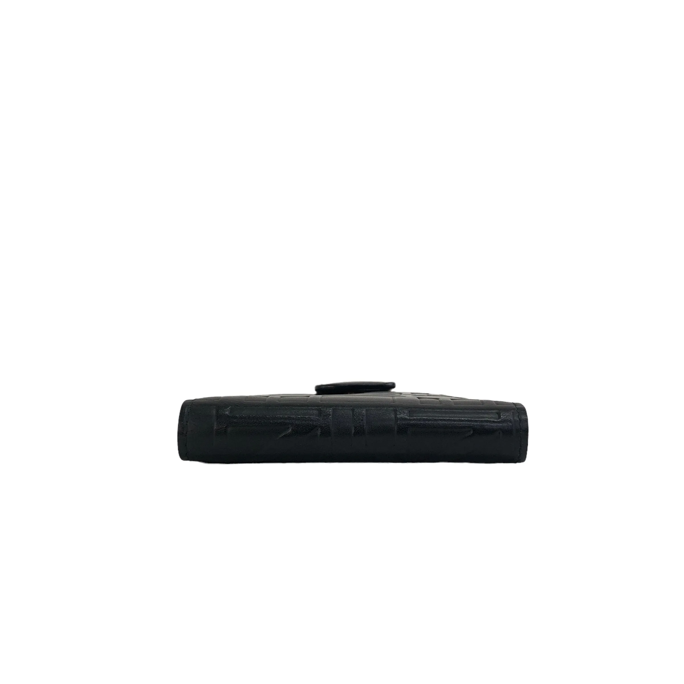 CELINE Logo Leather Folded Wallet Black Vintage zi5srk