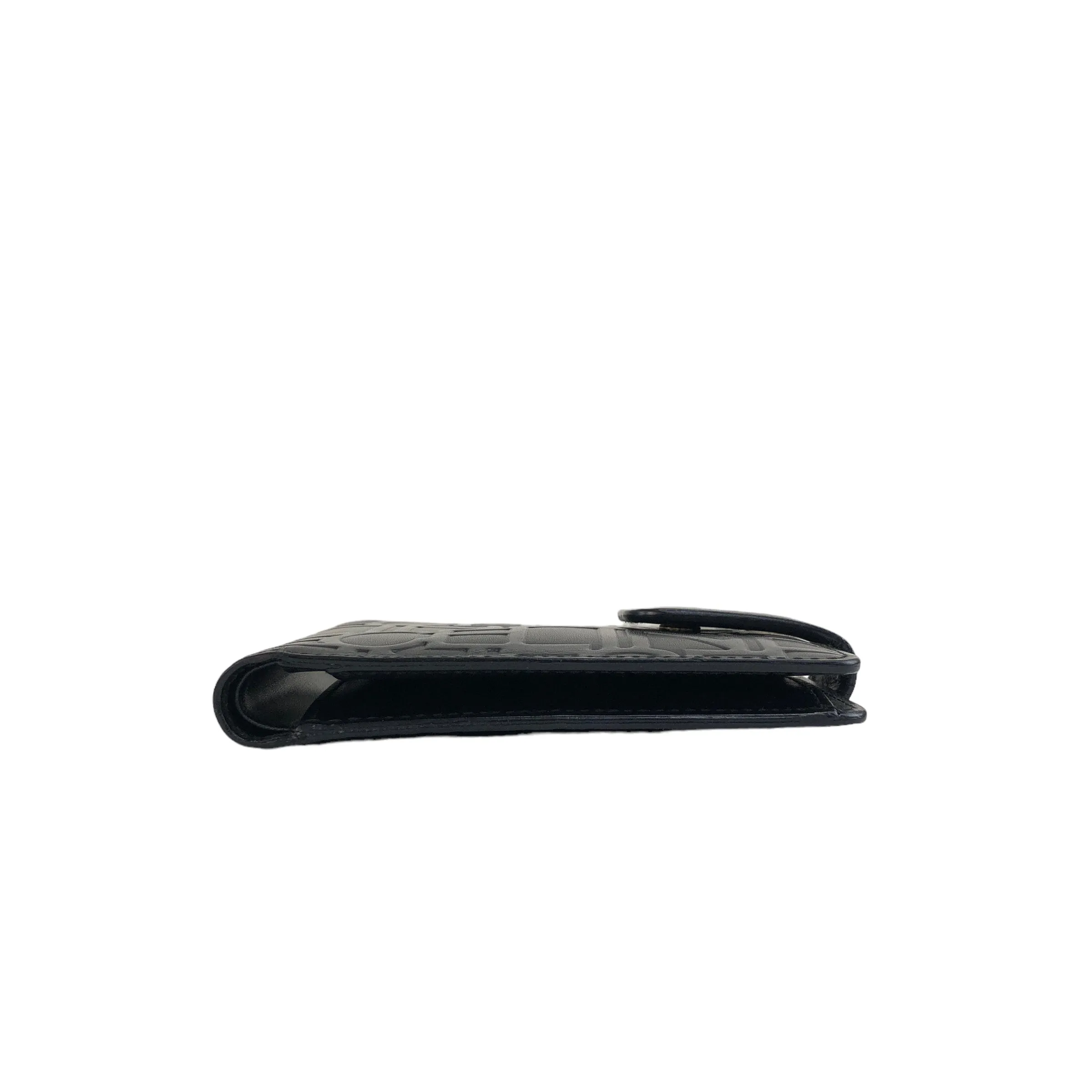 CELINE Logo Leather Folded Wallet Black Vintage zi5srk
