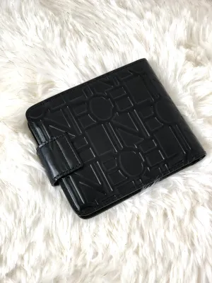 CELINE Logo Leather Folded Wallet Black Vintage zi5srk