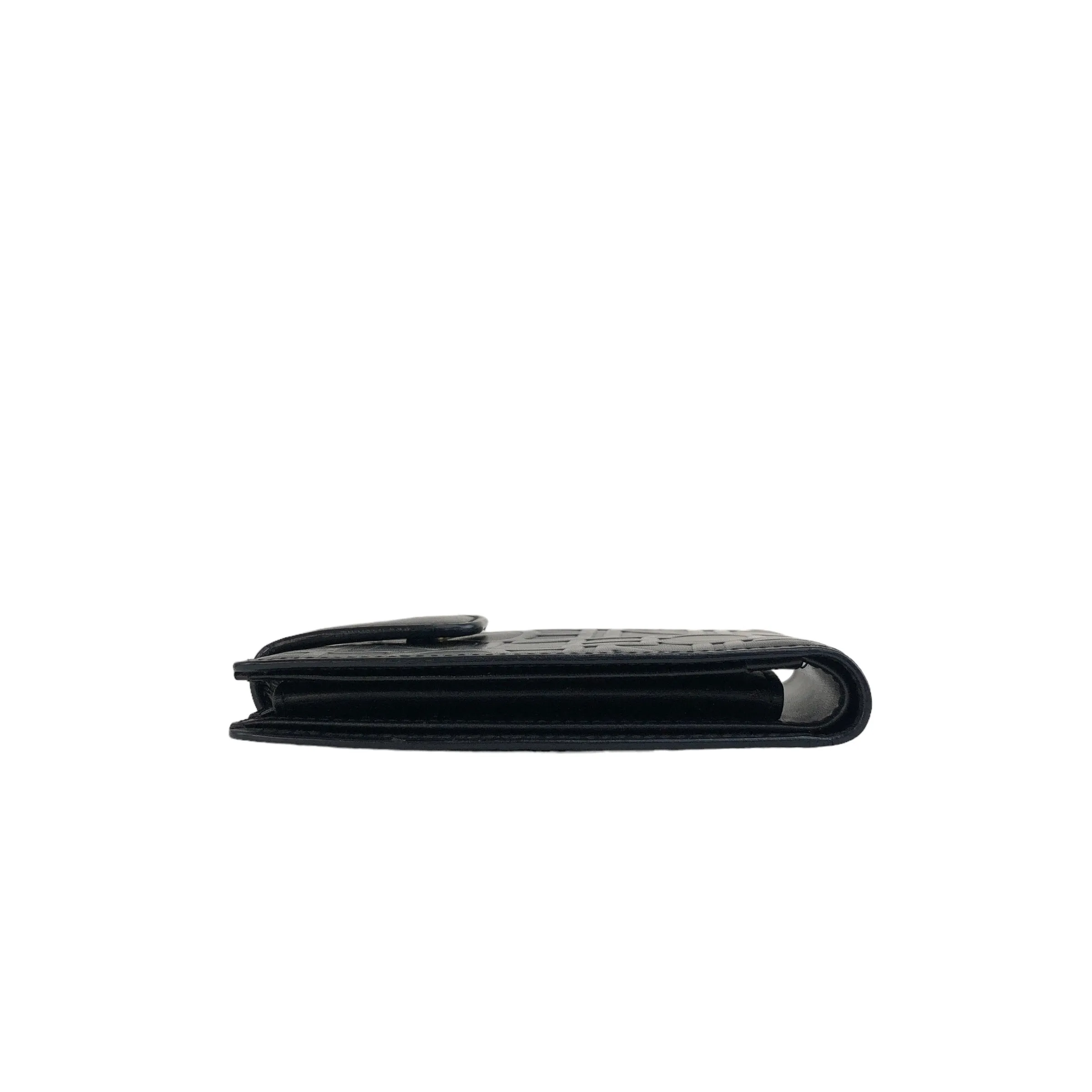 CELINE Logo Leather Folded Wallet Black Vintage zi5srk