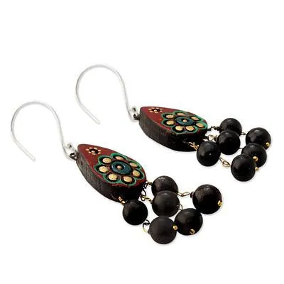 Ceramic Bead Earrings on Sterling Silver Hooks
