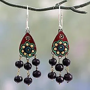 Ceramic Bead Earrings on Sterling Silver Hooks