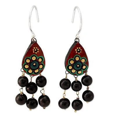 Ceramic Bead Earrings on Sterling Silver Hooks