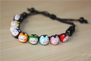 Ceramic Cat Friendship Bracelet - Black or Red