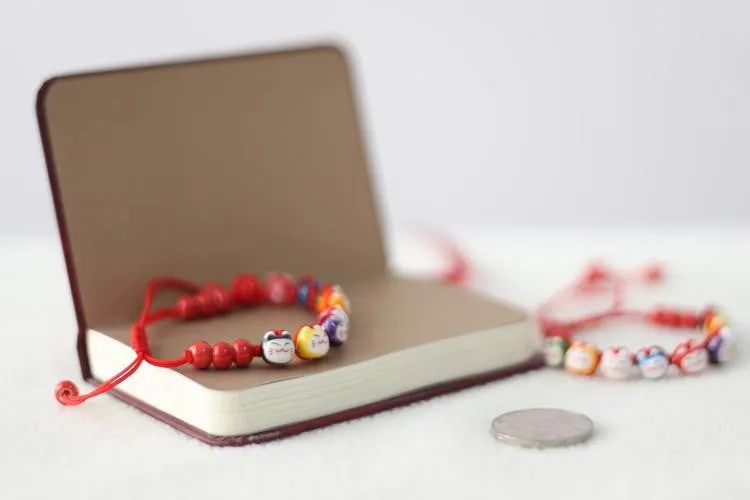Ceramic Cat Friendship Bracelet - Black or Red