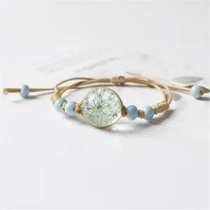 Ceramics & Blue Gypsophila Resin Charm Bracelet