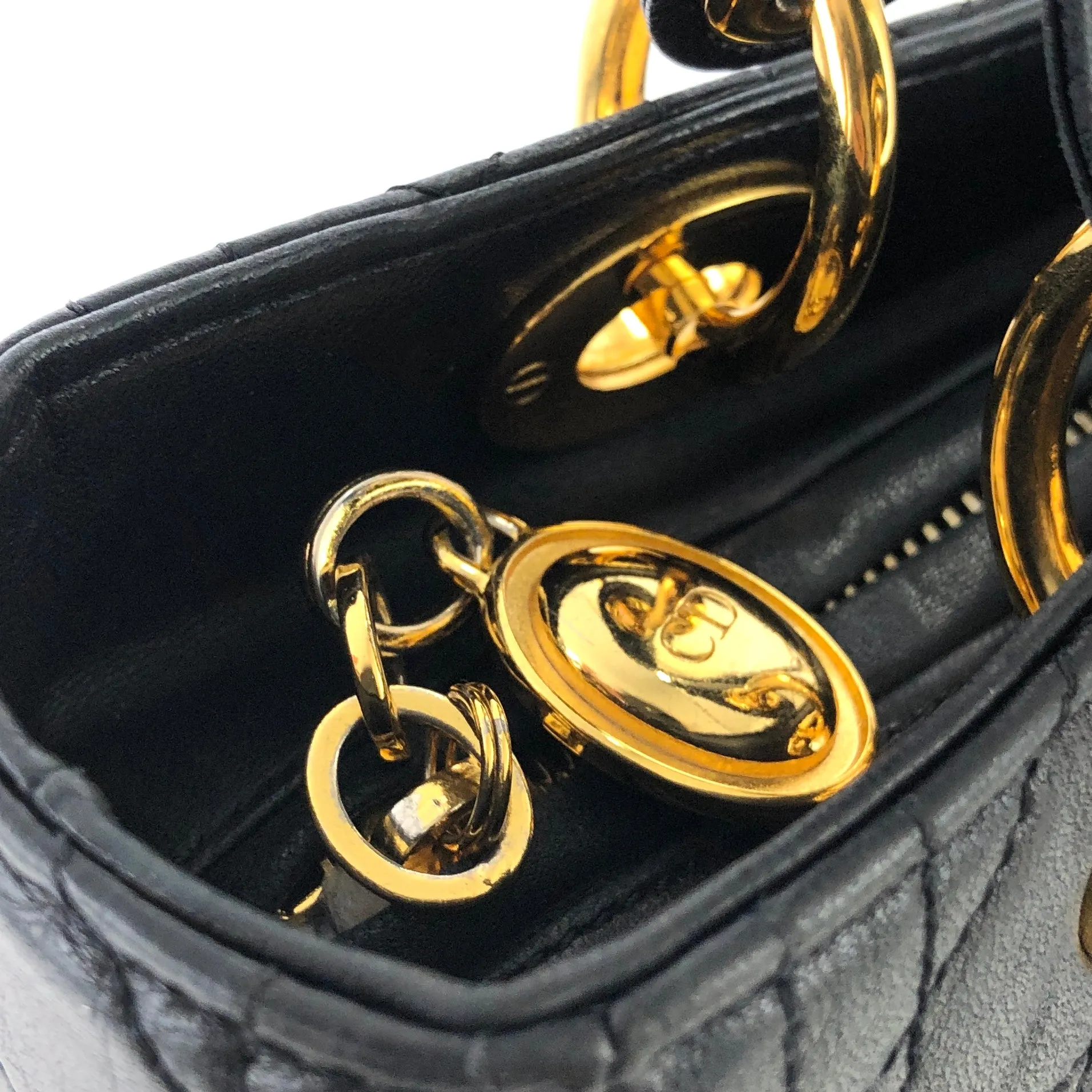 Christian Dior Cannage Ladydior Leather Two-way Handbag Shoulder bag Black Vintage khzzs3