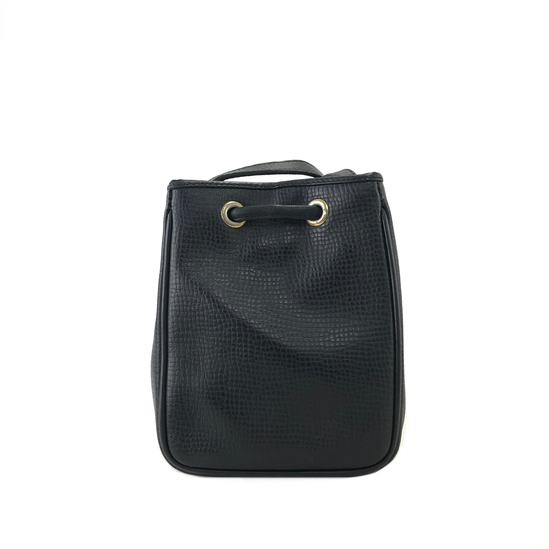 Christian Dior Logo Motif Leather Drawstring Shoulder bag Black Vintage gk34h7