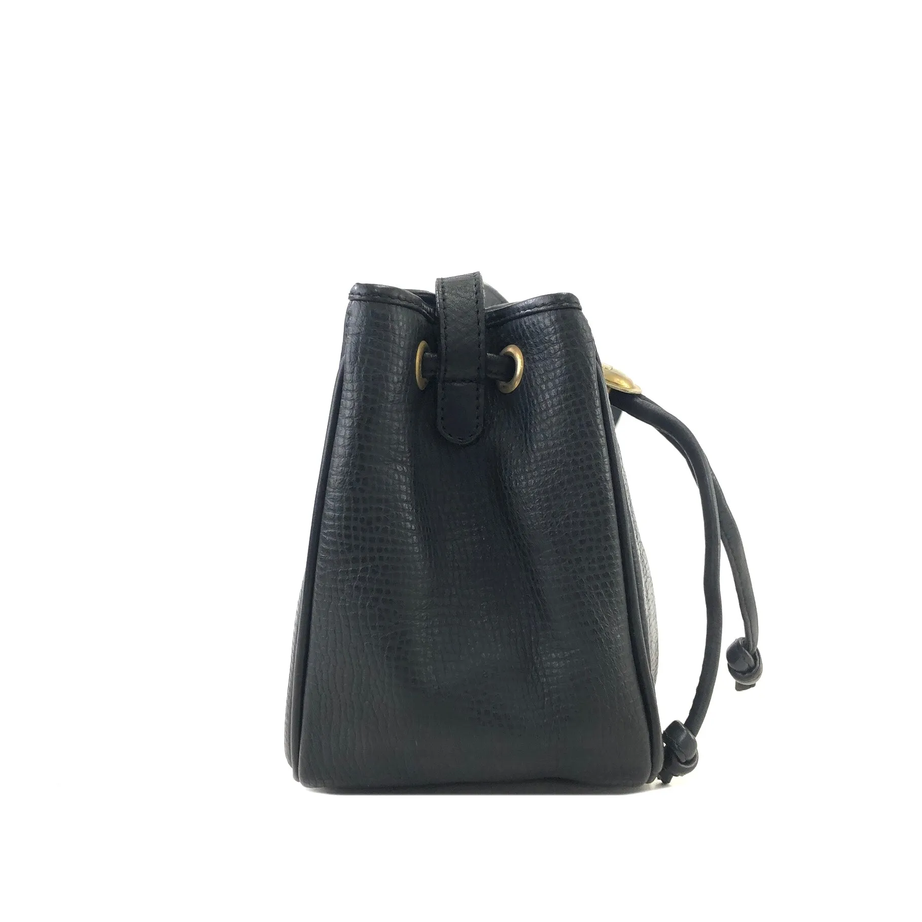Christian Dior Logo Motif Leather Drawstring Shoulder bag Black Vintage gk34h7