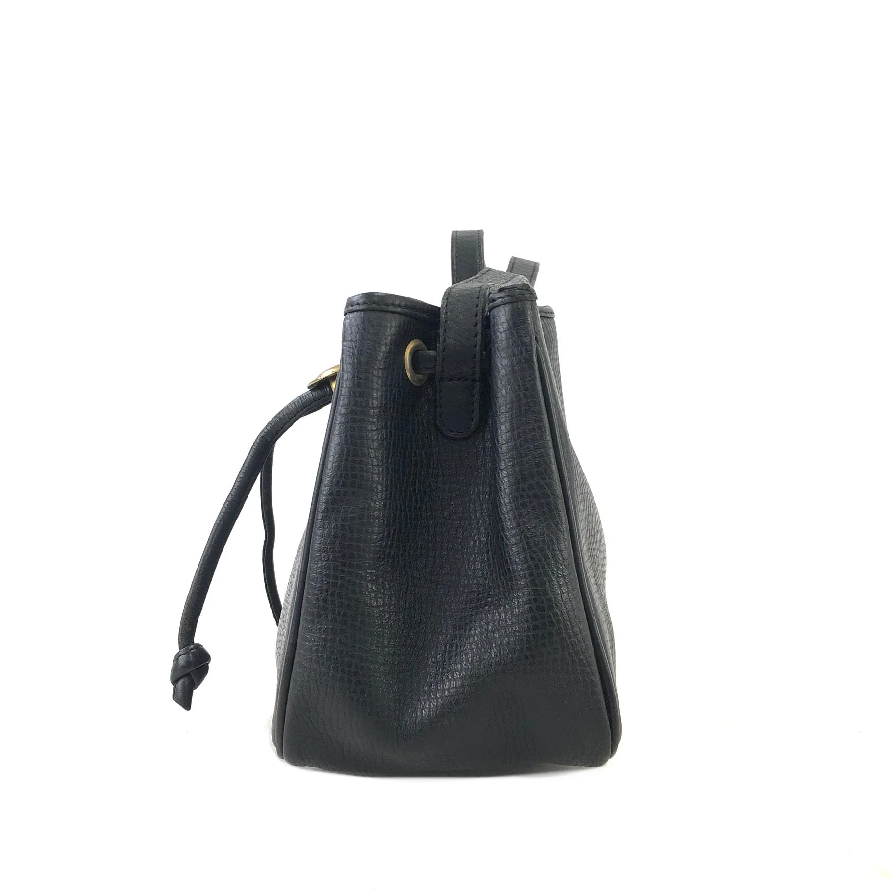 Christian Dior Logo Motif Leather Drawstring Shoulder bag Black Vintage gk34h7