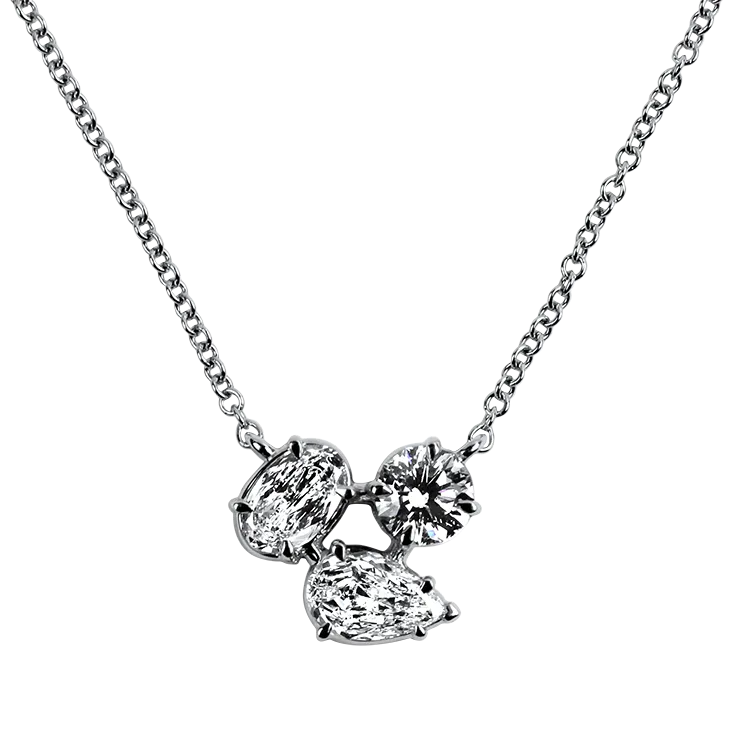 Christopher Designs 14k White Gold Diamond Cluster Necklace