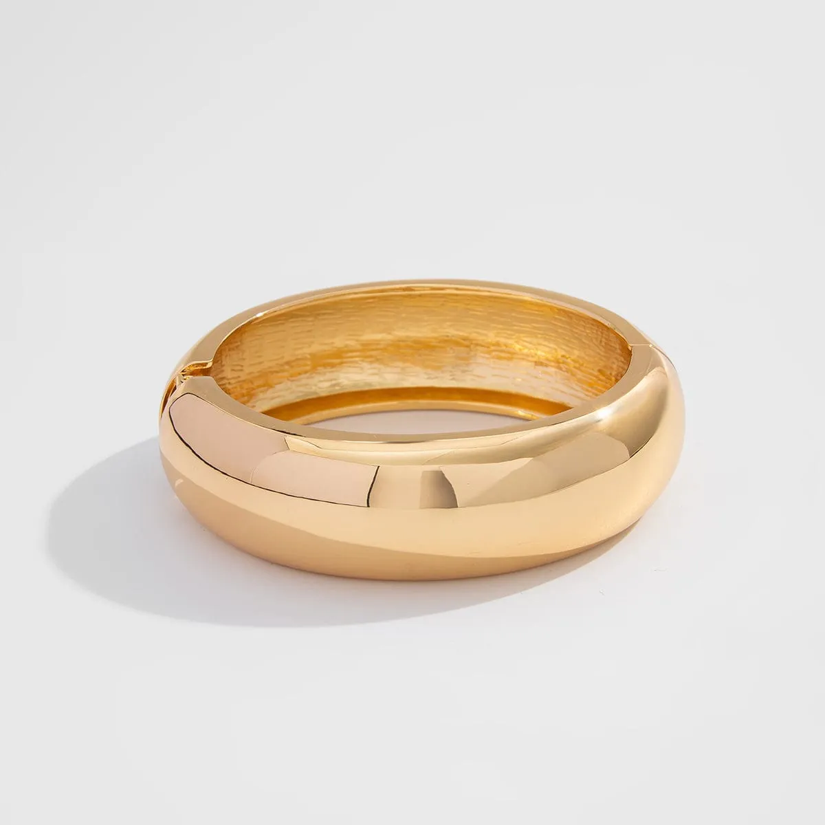Classic Minimalist Gold Silver Tone Glossy Bangle Bracelet