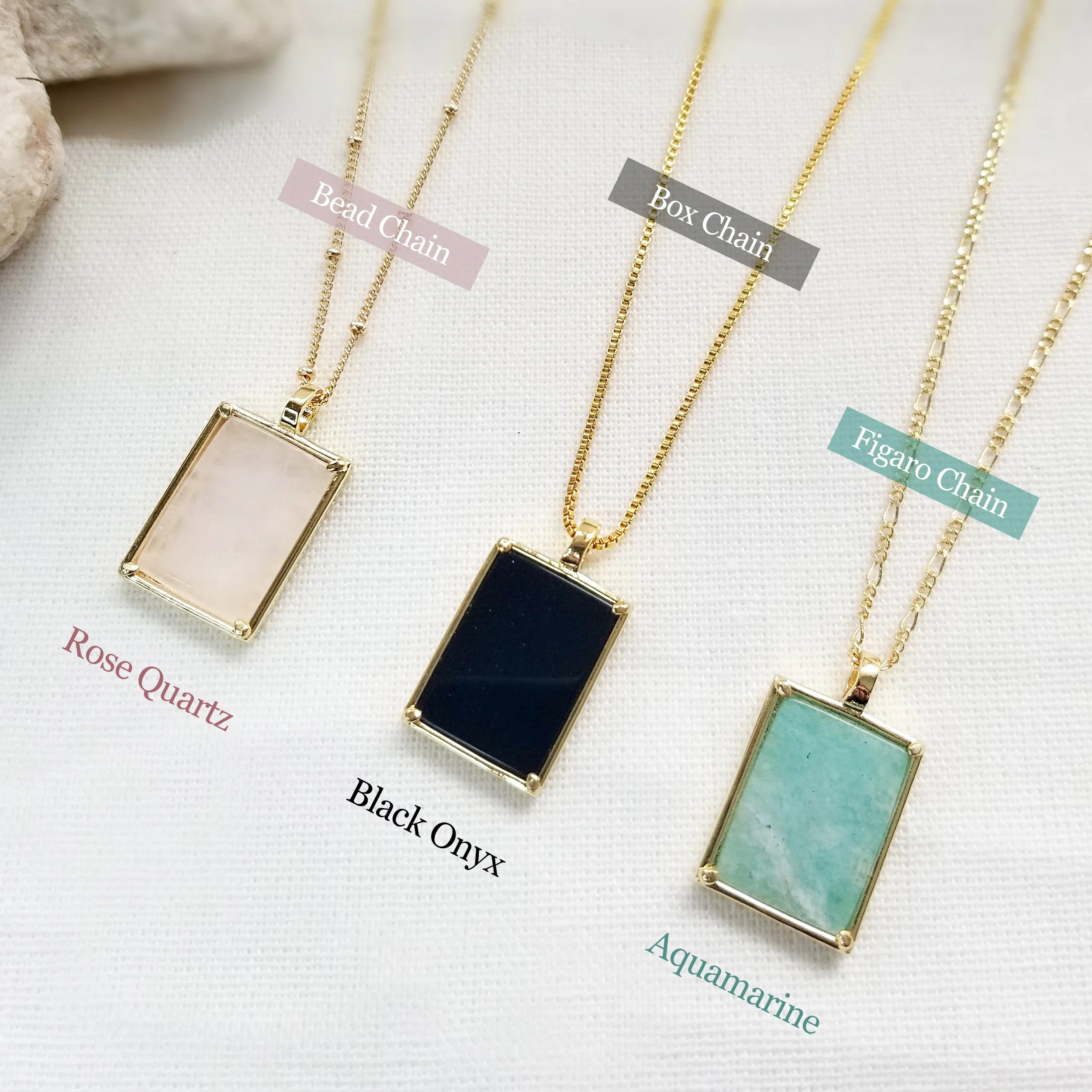 Classic Natural Stone Gold Necklace