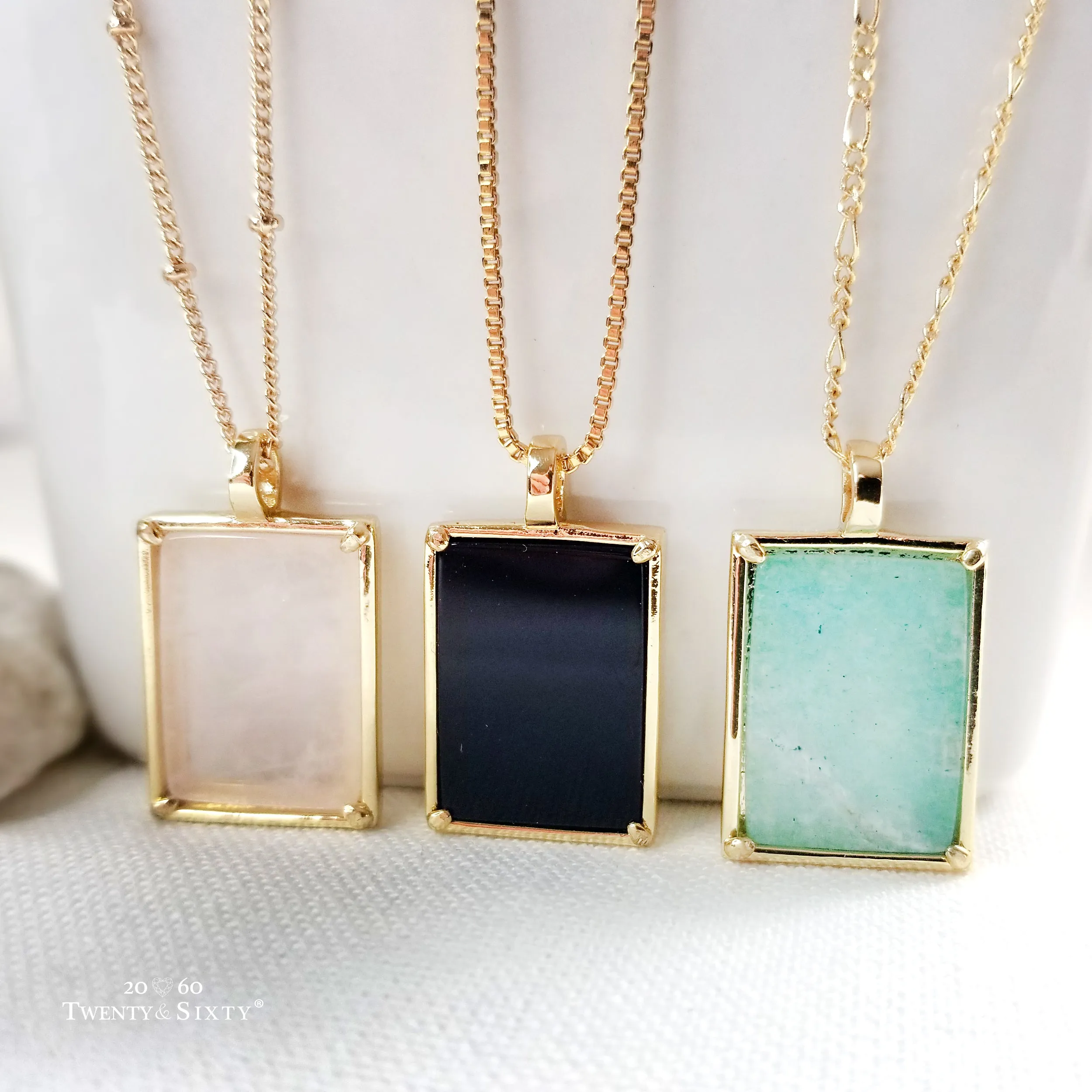 Classic Natural Stone Gold Necklace