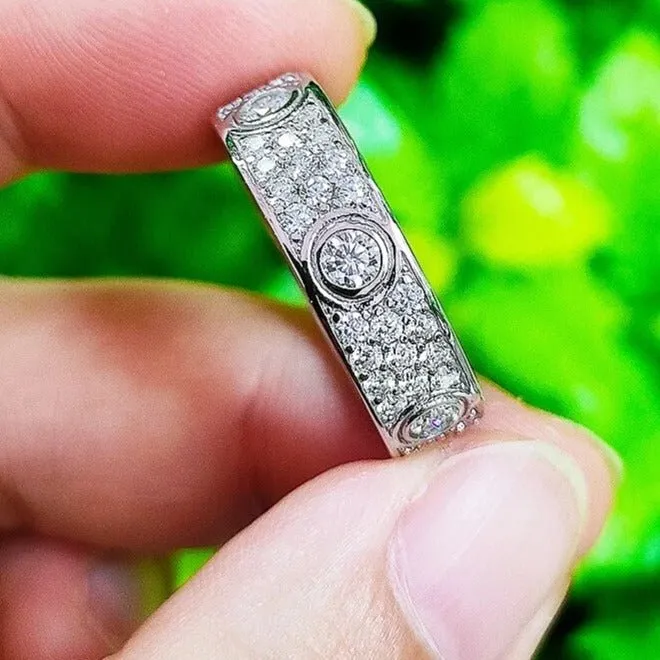 Classic Round Diamond Eternity Unisex Wedding Band