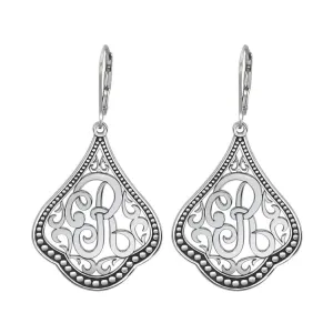 Classic Sterling Silver Script Initial Earrings
