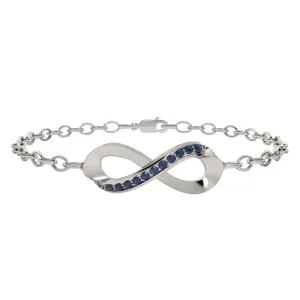 Created Sapphire Infinity Bracelet in Sterling Silver