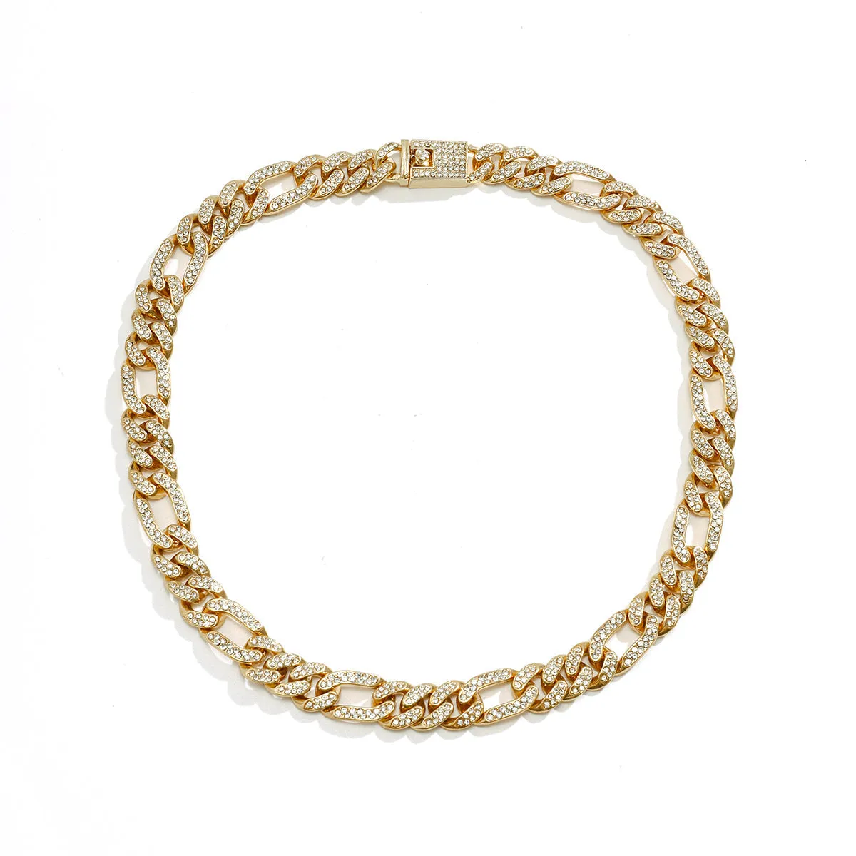 Cubic Zirconia & 18K Gold-Plated Curb Chain Lock Necklace