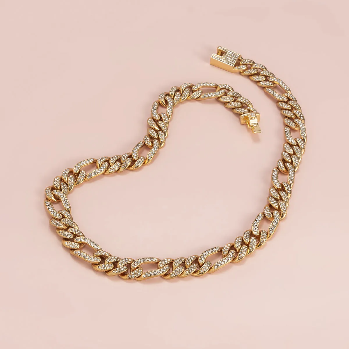 Cubic Zirconia & 18K Gold-Plated Curb Chain Lock Necklace
